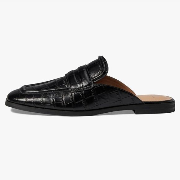 Marc Fisher Flyta Croc Embossed Leather Loafer Mule Backless Slip On Square Toe - Picture 3 of 6